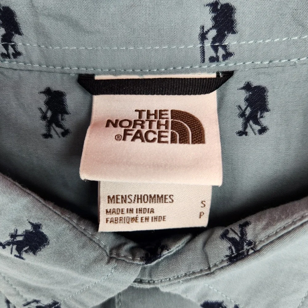 The North Face Baytrail Jacquard Short Sleeve Button Shirt Mens Sz S Hiker Gray